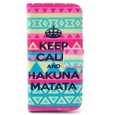 Samsung Galaxy S5 kožený obal Keep Calm Matata - SKLADEM